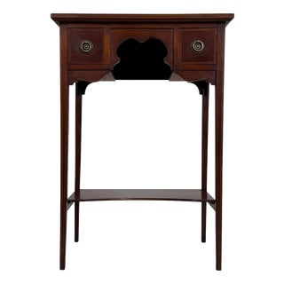 Antique English Edwardian Inlaid Mahogany Side Table, 1900s For Sale