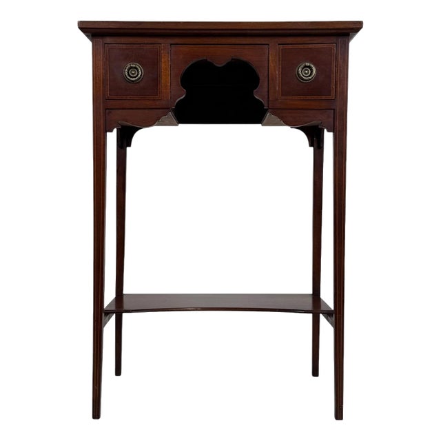 Antique English Edwardian Inlaid Mahogany Side Table, 1900s For Sale