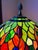 American Mid 20th Century Styled After Tiffany Leaded Stained Glass Dragonfly Table Lamp For Sale - Image 3 of 11