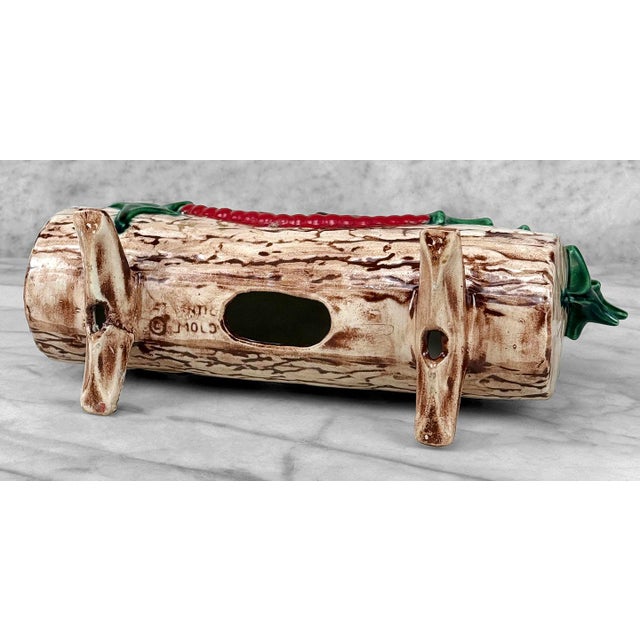 Vintage 1960's Christmas Yule Log Ceramic Centerpiece Candlestick Holder For Sale - Image 10 of 11