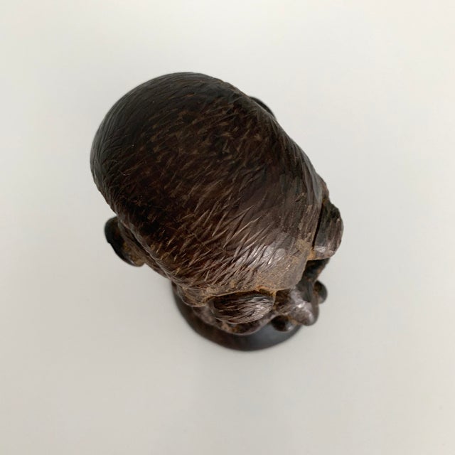 1970s 1970s Mid-Century Modern Brutalist Style Wooden Head Sculpture For Sale - Image 5 of 11