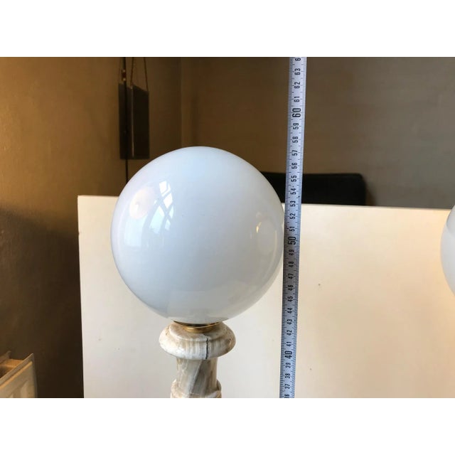 Italian Marble Column Table Lamps from Onyx Art, 1970s, Set of 2 For Sale - Image 8 of 9