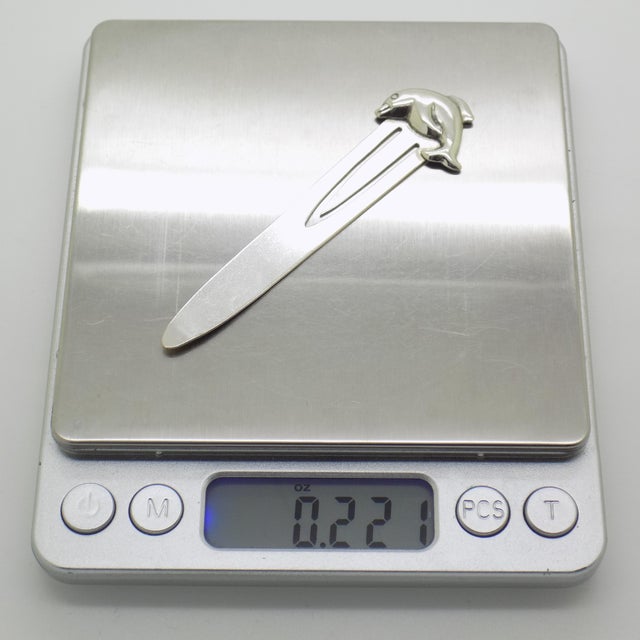 Vintage Italian Handmade Genuine Sterling Silver 925 Dolphin Bookmark For Sale - Image 9 of 11