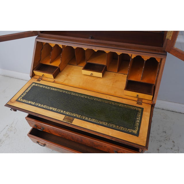 Vintage George I Inlaid Walnut Secretary Desk Bookcase For Sale - Image 4 of 18