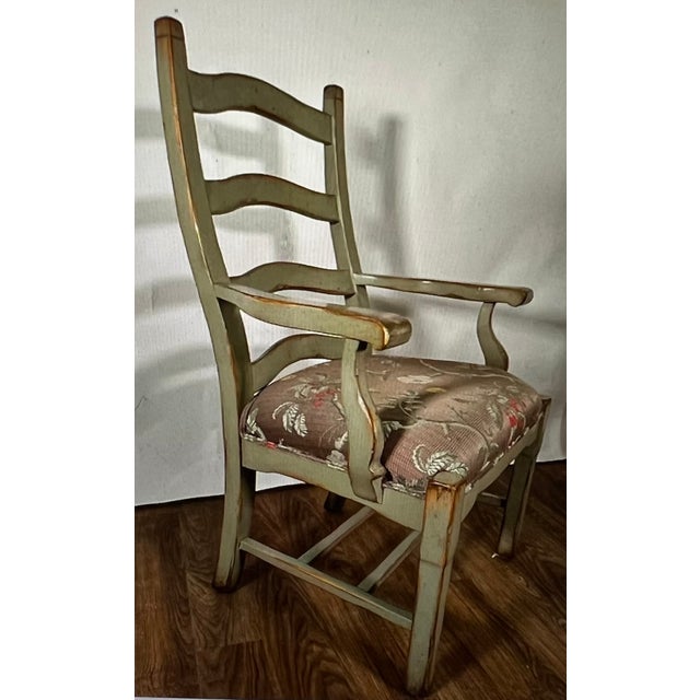 2000 - 2009 Painted Ladderback Dining Arm Chairs Attributed to Woodland Furniture For Sale - Image 5 of 10