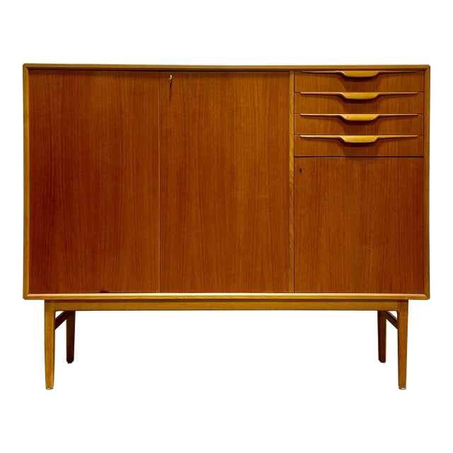 Mid Century Modern Teak Highboard Sideboard | Swedish Credenza by Beril Fridhagen for Bodafors, Vintage Scandinavian Bar Cabinet, 1960s For Sale