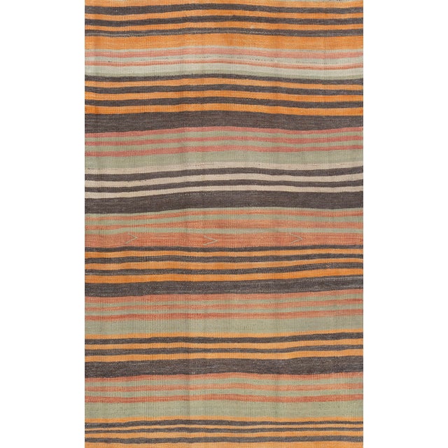 Vintage Circa 1940 Multicolor Turkish Flatweave Kilim Rug 3'2 X 5'7 For Sale - Image 11 of 12
