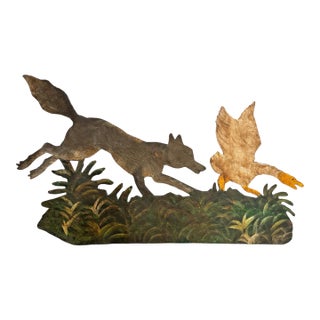 Early 20th Century American Folk Art Fox and Goose Cut Out on Custom Mount For Sale