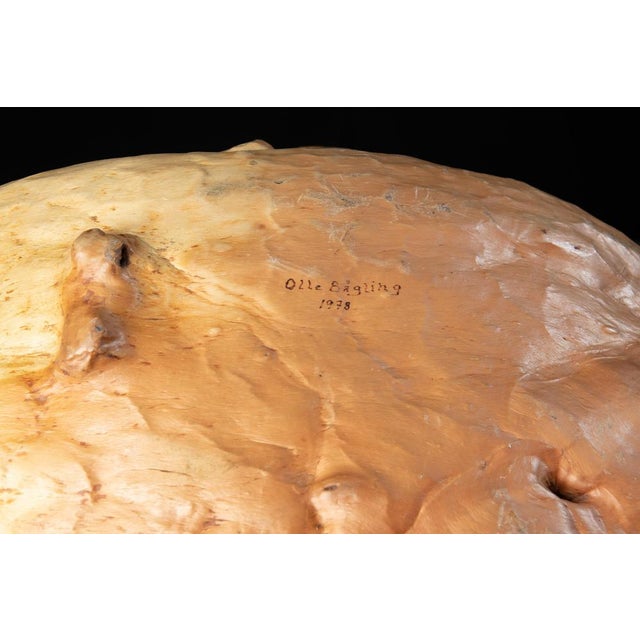 Brown Large Swedish Wood Bowl, 1978 For Sale - Image 8 of 9