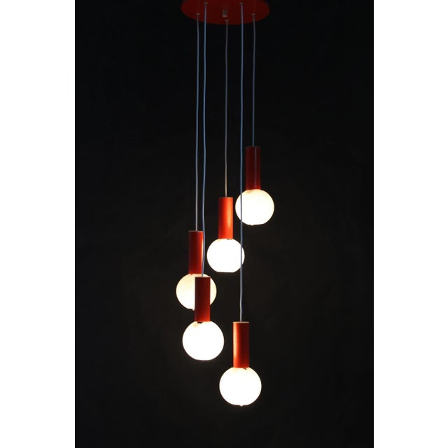 Cascade Chandelier with Plastic Shades attributed to Pokrok Zilina, Czechoslovakia, 1970s For Sale - Image 9 of 12