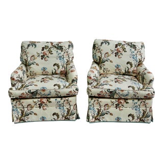 Hickory Chair Re-Upholstered English Arm Chair in Floral Chintz- a Pair For Sale