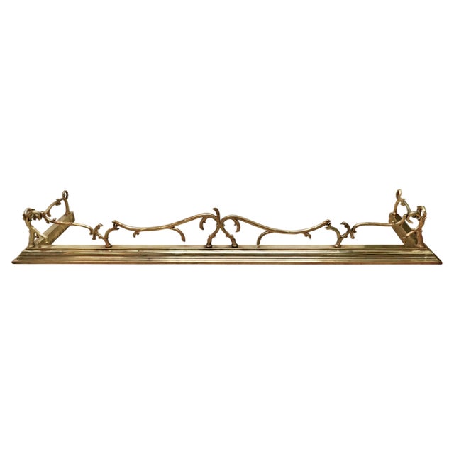 Very Pretty Victorian Art Nouveau Brass Fender, 1880 For Sale