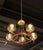 Brass & Walnut Danish Modern Five-Light Champagne Glass Shades Chandelier For Sale - Image 10 of 10