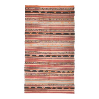 Vintage Turkish Oushak Handmade Wool Cotton Red Runner Rug For Sale