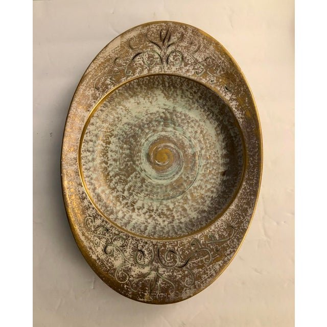 Stangl 1960s Stangl Gold and Turquoise Decorative Bowl For Sale - Image 4 of 11