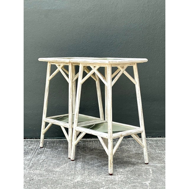 Vintage Hand Painted Palm Side Tables - A Pair For Sale - Image 12 of 12