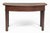 English George II black oak D-end table, the top above a plain bowfront frieze with straight sides, molded bottom edge,...