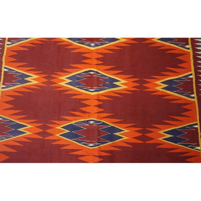 1890s Red Tribal Geometric Antique Navajo Native American Flatweave Small Rug For Sale In New York - Image 6 of 10