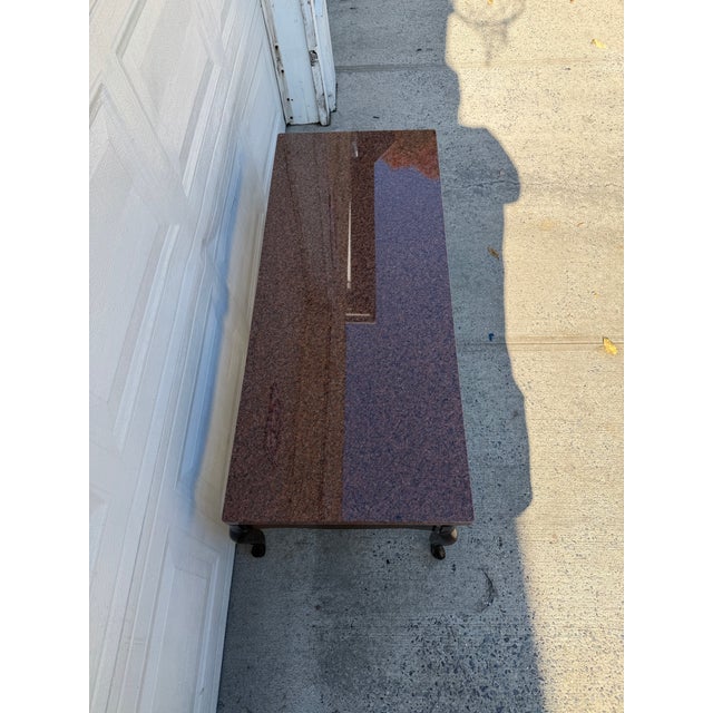 Stone Vintage French Provincial Coffee Table With Granite Top and Cabriole Legs For Sale - Image 7 of 9