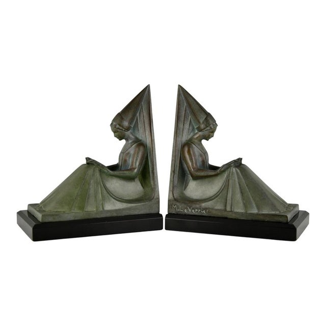 Art Deco Bookends “Moyen Age” – Max Le Verrier, 1930 Elegant pair of Art Deco bookends titled “Moyen Age”, created by the...