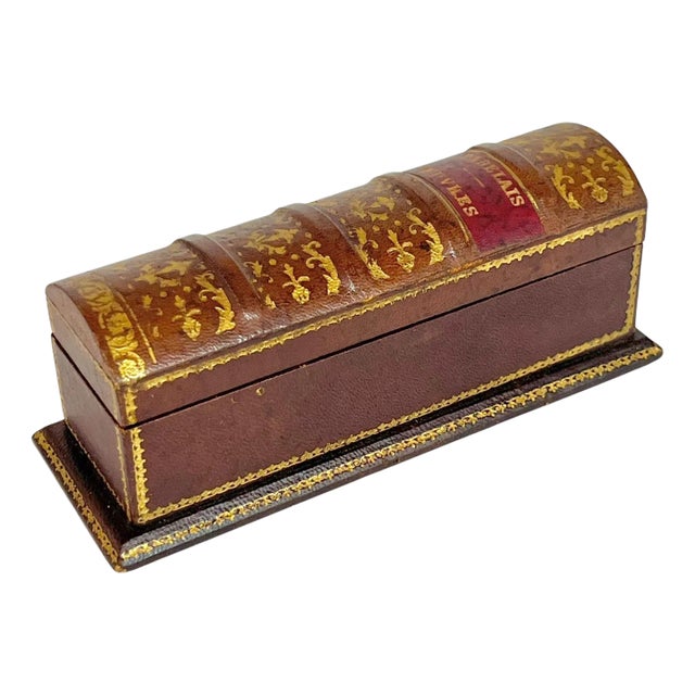 Antique French Napoleon III Leather Book Form Box For Sale