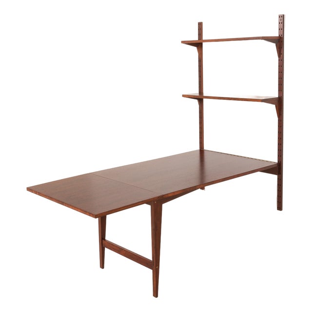 Shelving Wall Unit with Extendable Desk by Poul Cadovius for Cado, 1960s, Set of 5 For Sale