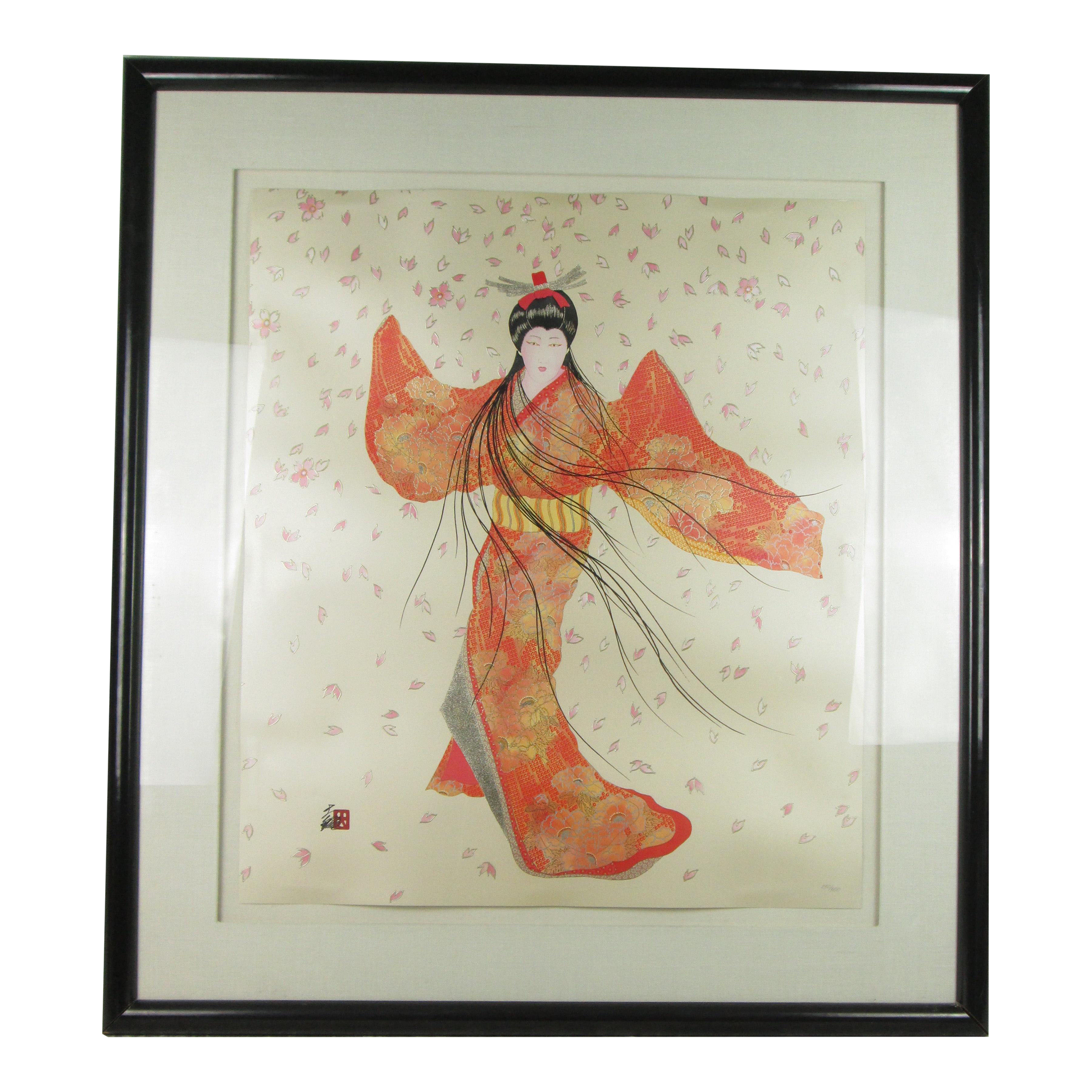 絵画 floating 1987 Hisashi Otsuka Lady of Floating Blossom Mixed Media Art