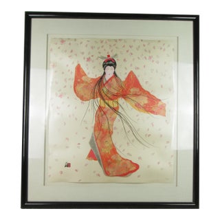 1987 Hisashi Otsuka Lady of Floating Blossom Mixed Media Art For Sale