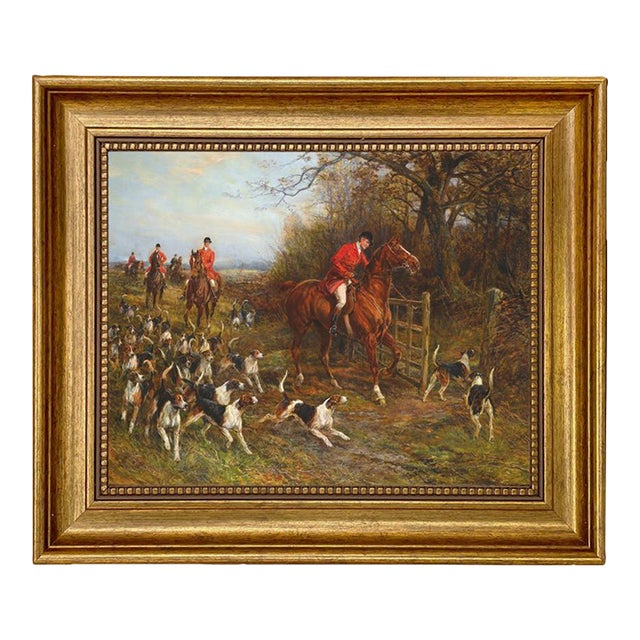 Heading for Cover by Heywood Hardy Framed Oil Painting Print on Canvas, 8x10", Antiqued Gold Frame For Sale
