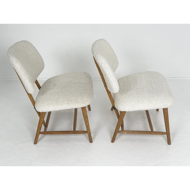 Wood Swedish Modern Lounge Chairs in Ivory Bouclé Upholstery from Alf Svensson, 1950, Set of 2 For Sale - Image 7 of 10