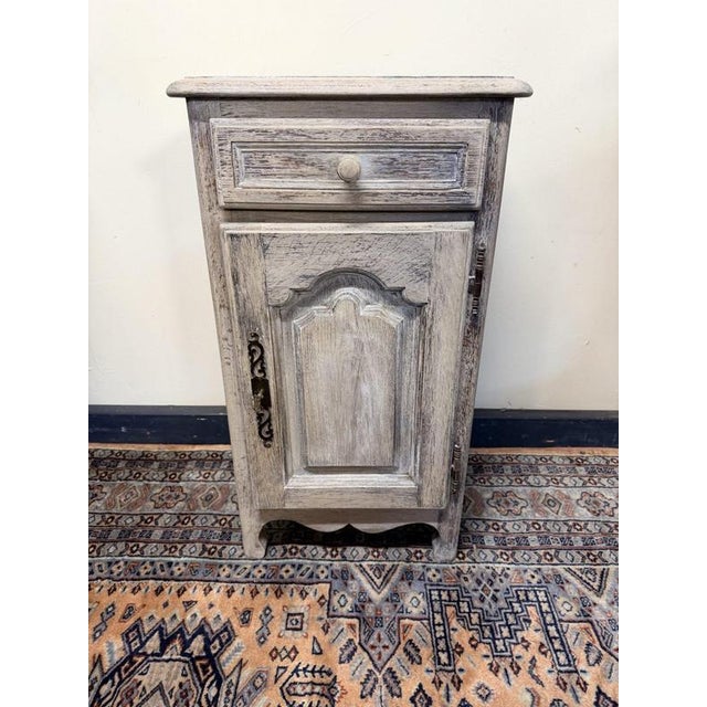 Antique French Bleached and Whitewashed Oak Bedside Table, 1890s For Sale - Image 5 of 10
