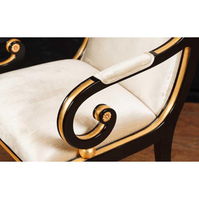 Empire French Armchair in Black Lacquer For Sale - Image 9 of 12