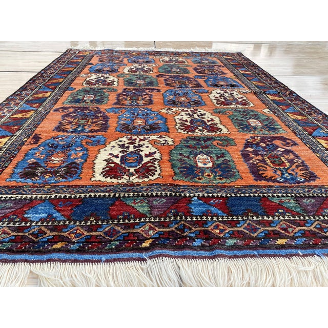 Rust Bakhtiari Garden Style Handmade Wool Rug 5x7 For Sale - Image 4 of 14