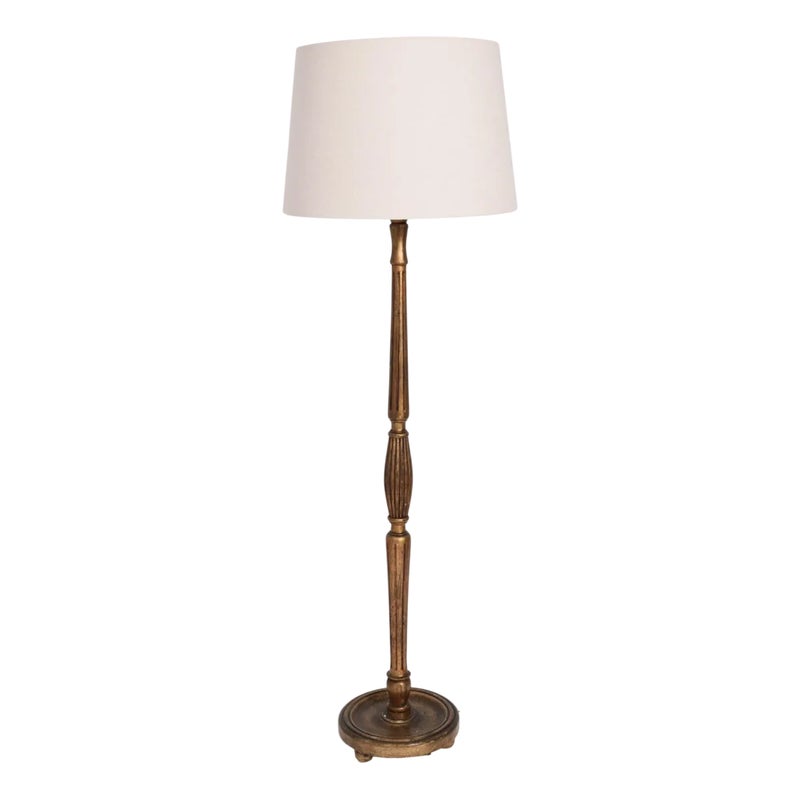 Gilded Turned Wood Floor Lamp, 1930s