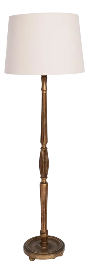 Gilded Turned Wood Floor Lamp, 1930s