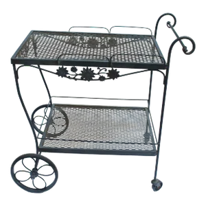 Circa 1980s Wrought Iron Bar Cart by Russell Woodard