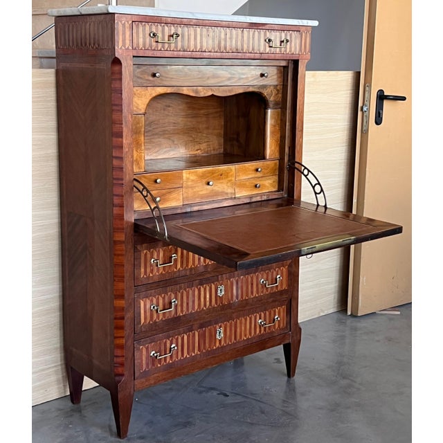 Early 19th Century 19th Century Empire Drop-Front Oak Secretary Desk or Abattant, Chest France For Sale - Image 5 of 18