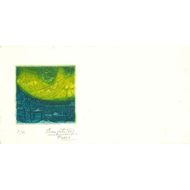 Nelia Licenziato, Abstract Composition, Original Lithograph, 1980 For Sale