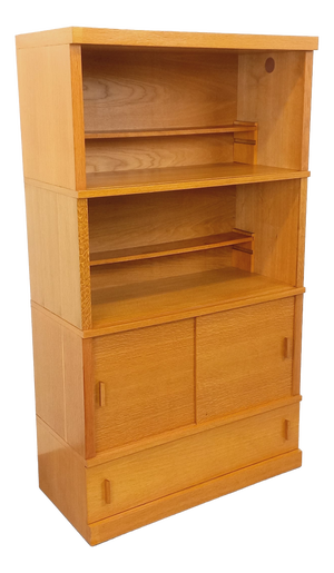 Vintage Oak Wood Bookcase, 1960s