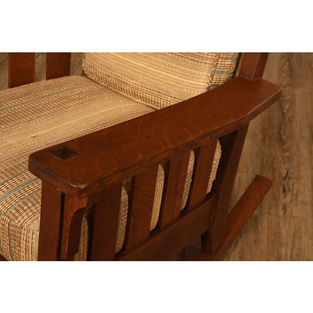 Early 20th Century Antique Lifetime Arts And Crafts Oak Rocking Chair For Sale - Image 5 of 18