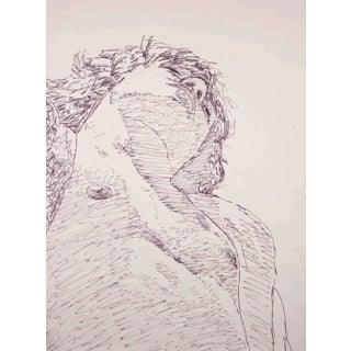 Anthony Roaland, Portrait of Young Man, Original Pen Drawing, 1980s For Sale