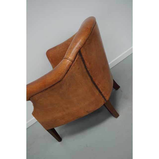 Vintage Dutch Cognac Colored Leather Club Chair For Sale - Image 14 of 16