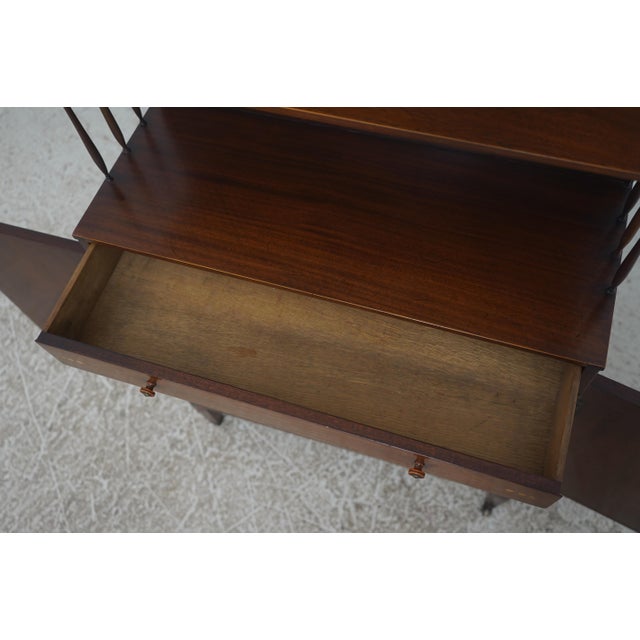 Vintage Regency Style 3 Tier Inlaid Mahogany Cabinet For Sale - Image 4 of 18