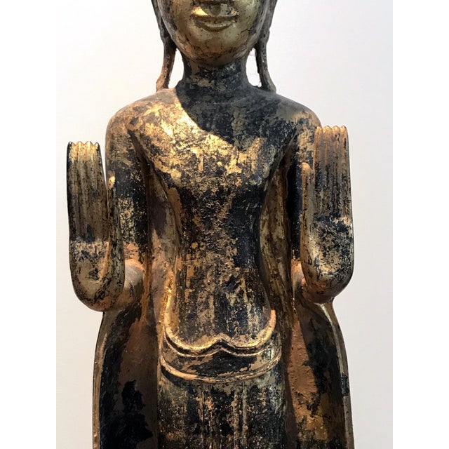 Antique Giltwood Buddha Statue Southeast Asia For Sale - Image 10 of 12