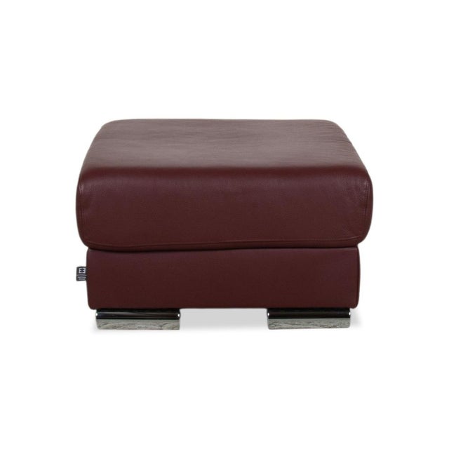 Blues Leather Stool in Red Wine and Red Bordeaux Chrome from Ewald Schillig For Sale - Image 11 of 12