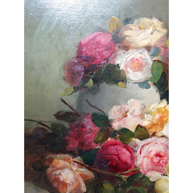 Bouquet of Roses, 1890-1910, Oil on Canvas, Framed For Sale - Image 5 of 15