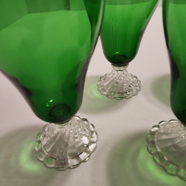 Glass 1950s Forest Green "Boopie/Burple" Goblets Glasses Anchor Hocking - Set of 6 For Sale - Image 7 of 7