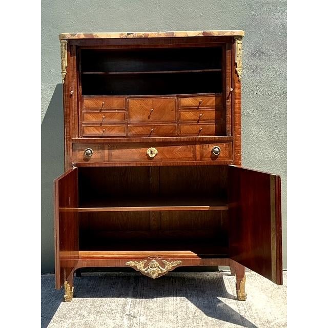 Vintage Inlay Secretaire With Stone Top For Sale - Image 4 of 13