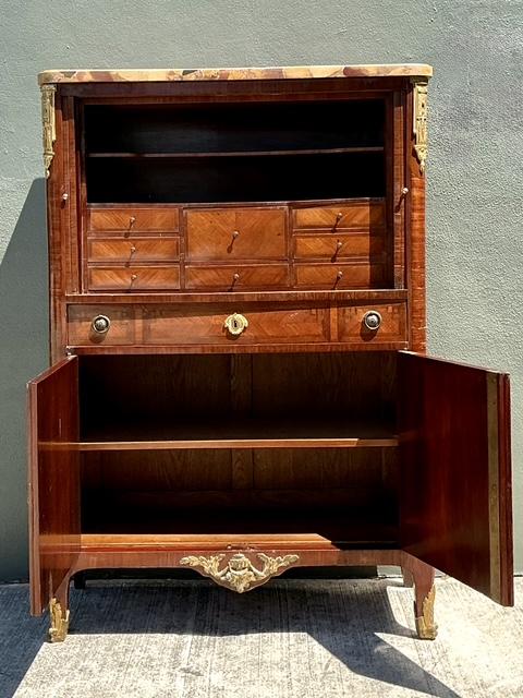 Vintage Inlay Secretaire With Stone Top - Back view