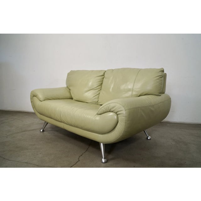 Mid-Century Modern 1990’s Postmodern Italian Nicoletti Salotti Leather Sofa For Sale - Image 3 of 12